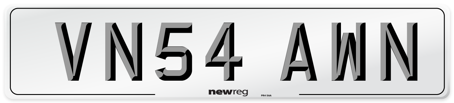 VN54 AWN Number Plate from New Reg